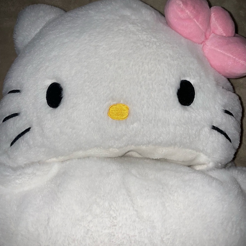 Hello Kitty White Hooded Fleece Throw Blanket Sanrio